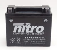Nitro NTX12 SLA / YTX12-BS AGM Gel Batterie 12V 10AH - Einbaufertig (FTX12-BS)